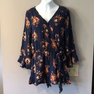 Altar’d State Floral Romper with Bell Sleeves